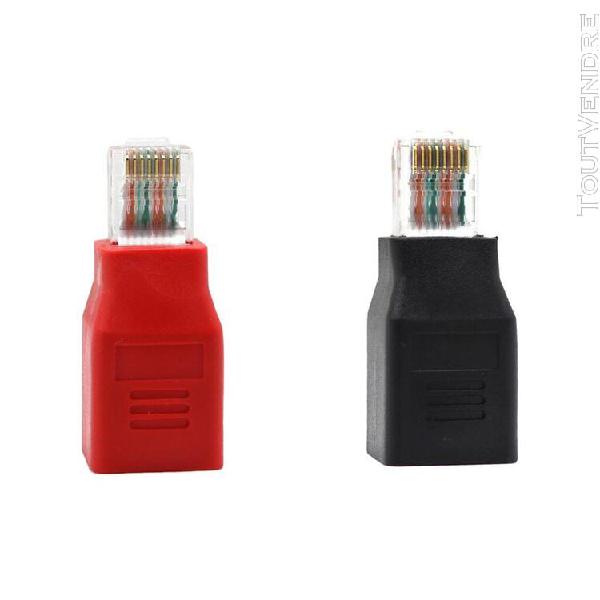 2pcs rj45 convertisseur mâle vers femelle adaptateur