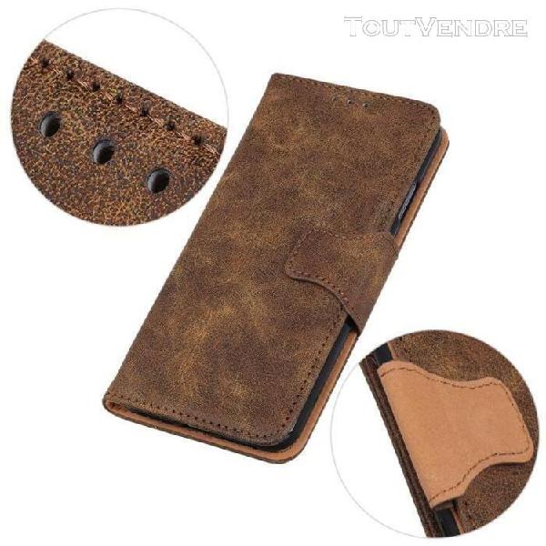 housse pour wiko y60 5.45"" marron coque Étui À rabat