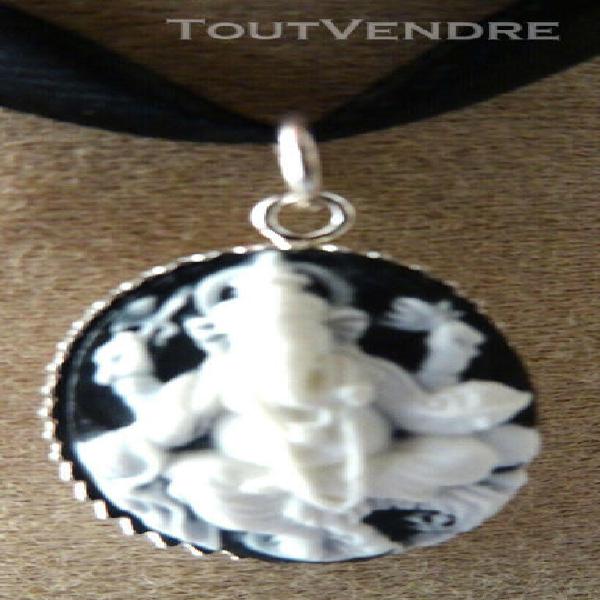 Pendentif camée argent 925 ième ganesh éléphant indien