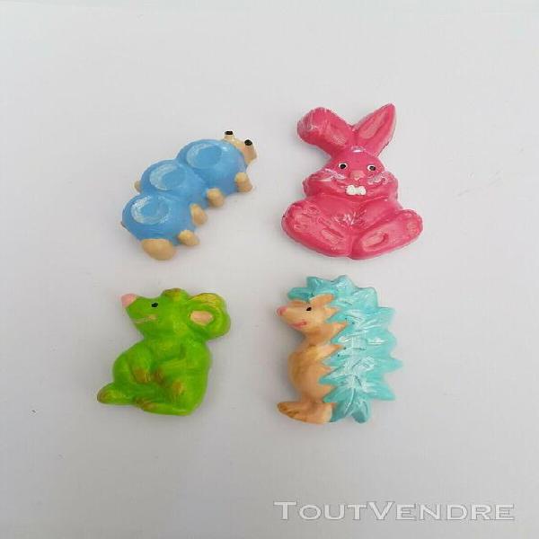 Lot de 4 magnets, fabrication artisanale, thème &quot;animaux&quot;