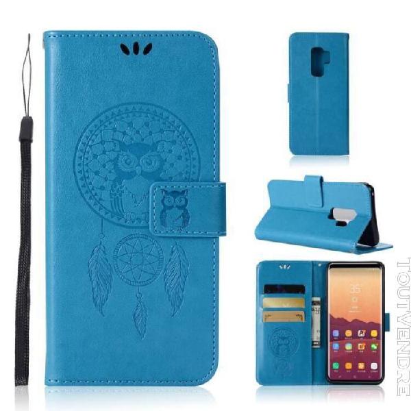 Housse etui pour samsung galaxy s9+ chouette bleue housse de