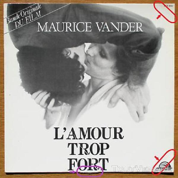 Lp 1980 bof &quot; l&#39;amour trop fort &quot; de maurice vander - disque