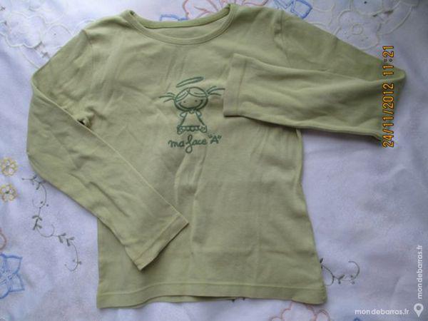 Fille 6 a tee shirt vert amande manches longues occasion,