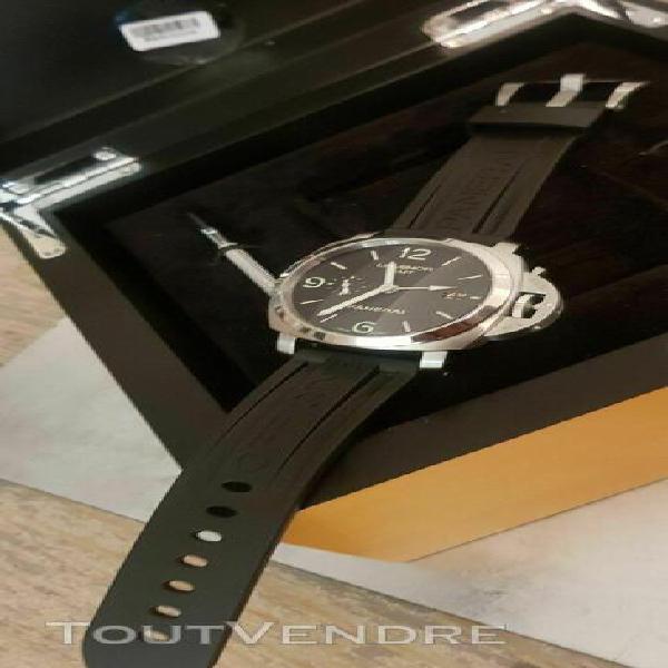 Panerai luminor 3-days gmt auto steel mens strap watch date