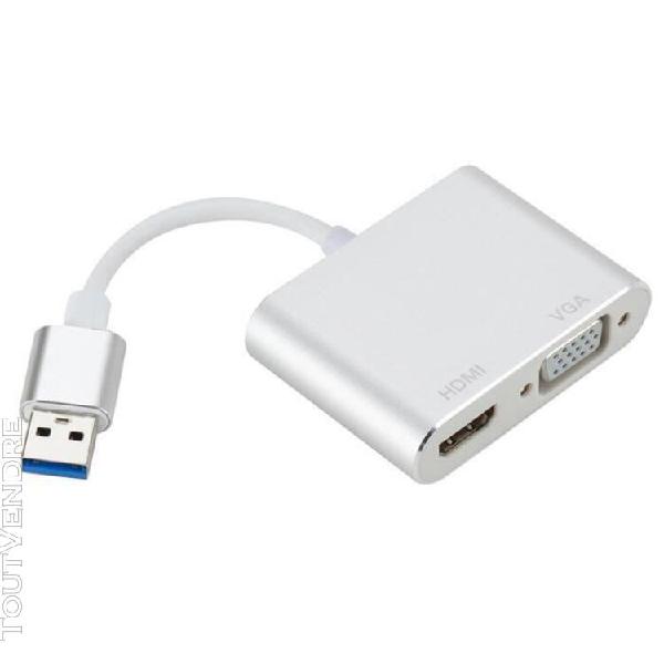 Convertisseur adaptateur usb 3.0 vers hdmi vga 1080p afficha