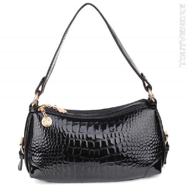 Black sac pu enveloppe en cuir verni crocodile for dames sac