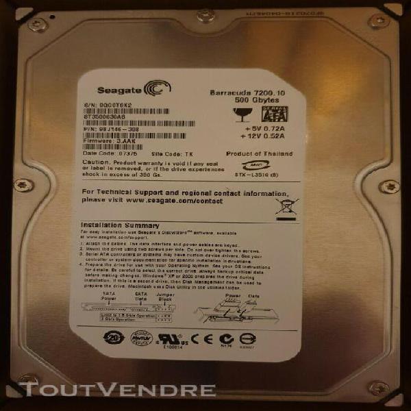 Seagate barracuda 500go sata ii 3,5” disque dur interne