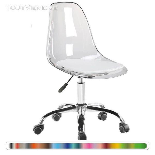 1 x chaise de bureau roulettes hauteur réglable transparent