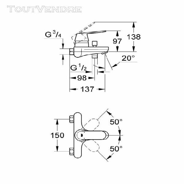 grohe mitigeur bain/douche eurosmart cosmopolitan 32835000