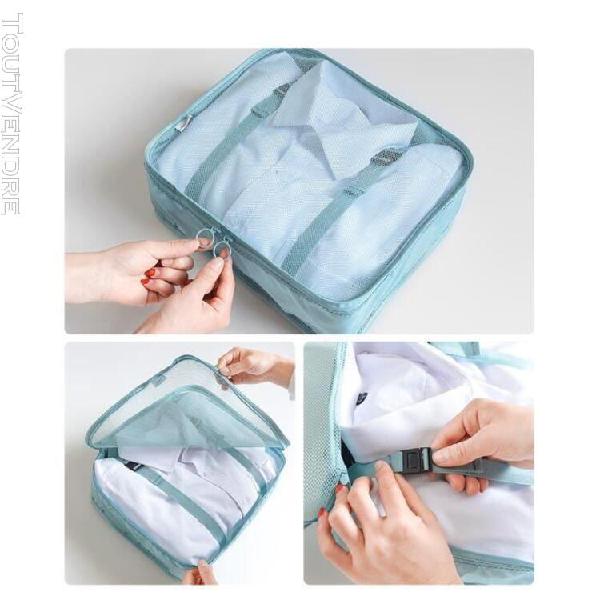 8pcs sac de rangement vert foncé etanche pour voyage léger