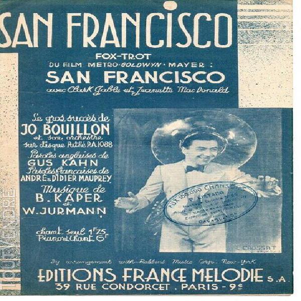 partition chant 1936 - san francisco, fox du film avec clark