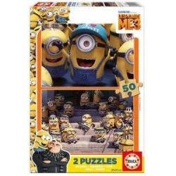 Puzzle bois minion boite de 2x50 pieces jeu educa