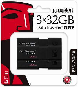 kingston datatraveler 100 g3 -dt100g3/32gb-3p (3 pièces)