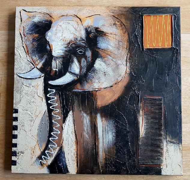 Tableau de peinture éléphant 60x60 cm occasion, massongy