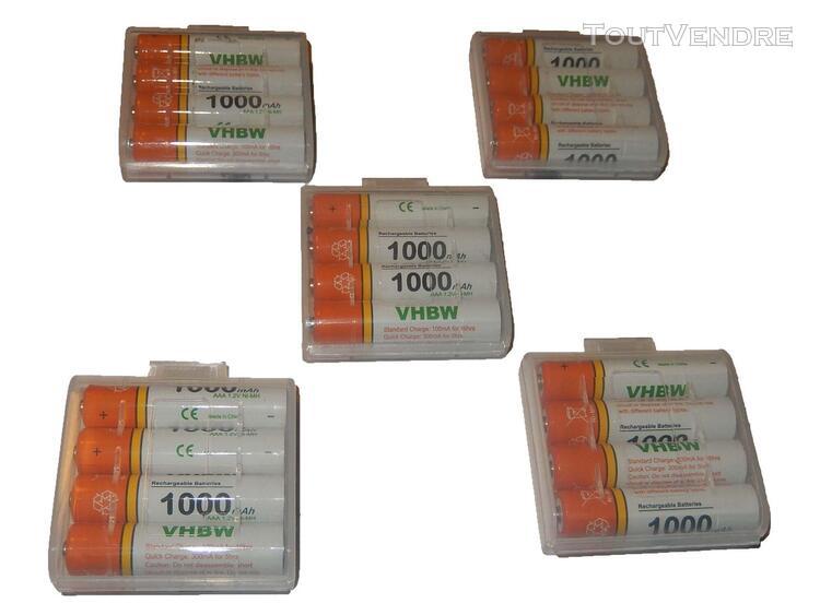 lot 20 piles rechargeables vhbw aaa, micro, r3, hr03 1000mah