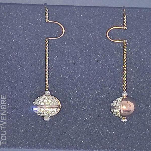 Boucles d&#39;oreilles pendantes swarovski dorée/agent