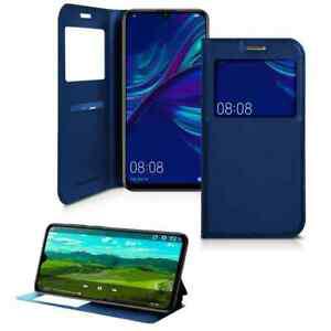 coque etui housse cuir porte carte huawei p smart 2019 -bleu