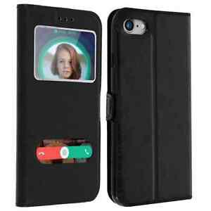 coque etui housse de protection double fenêtre pour iphone