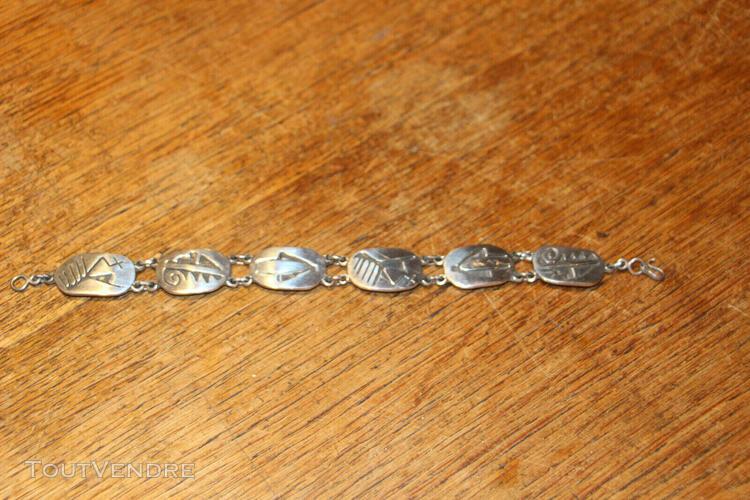 Joli bracelet argent motif amérindien ethnique 21 cm