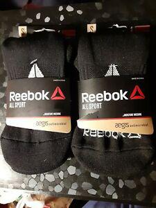 Reebok all sport socks - black - small - youth 13-4 lot of 2