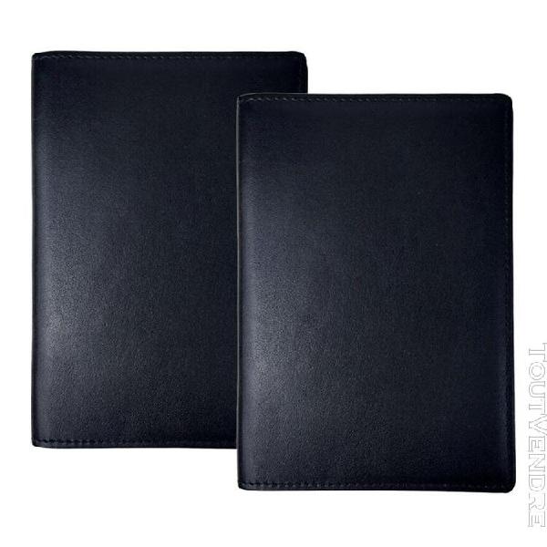 2 pcs porte-passeport etui de protection en cuir véritable