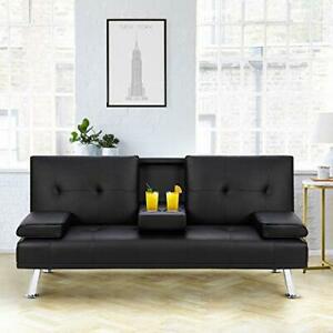 modern futon sofa bed faux leather convertible recliner