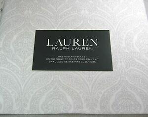 ralph lauren pasley 4 pc queen sheet set grey white