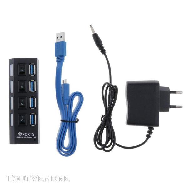 commutateurs hub usb 3.0 4 ports + câble adaptateur secteur