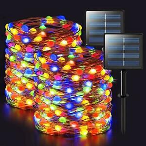 super bright oversize solar christmas lights, 2 pack 66ft