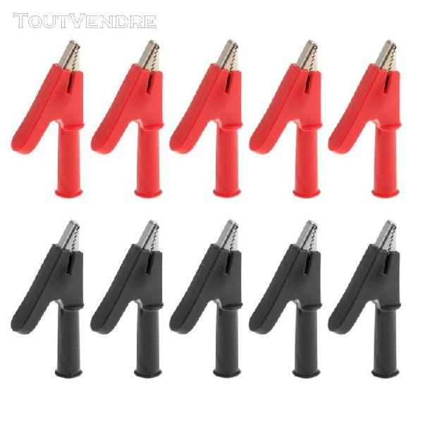 5pairs noir + rouge alligator isolé clip plug connecteur