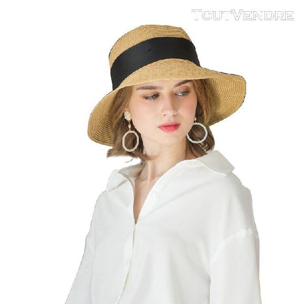 chapeau de paille de soleil pliable avec protection contre l