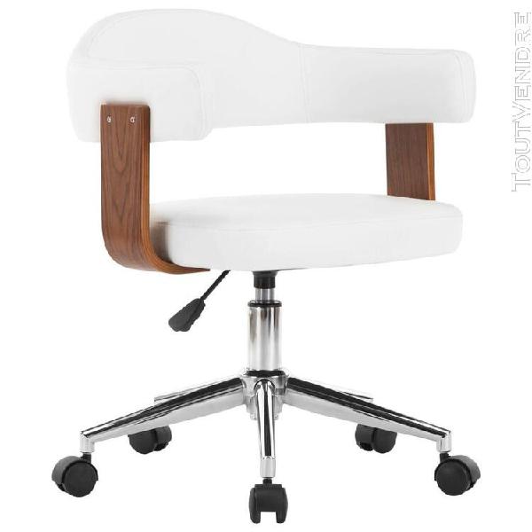 Vidaxl chaise pivotante de bureau blanc bois courbé et