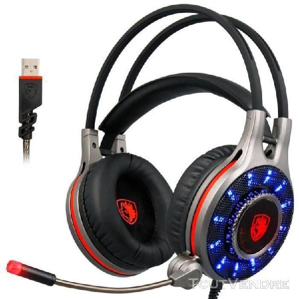 casque de jeu headset gaming stéréo casque avec fil sades