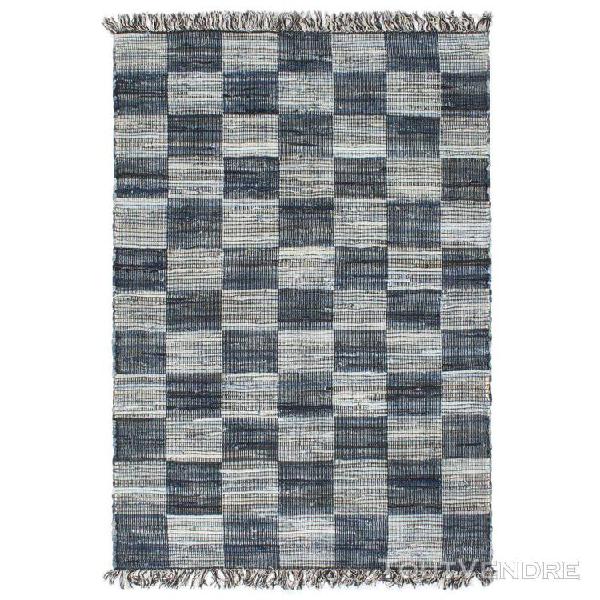 Tapis chindi tissé à la main denim 160x230 cm bleu