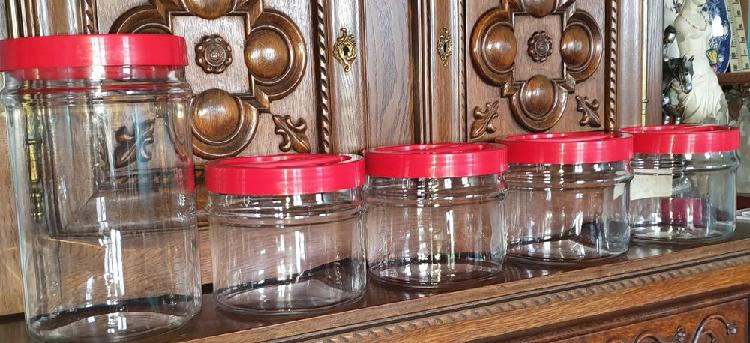 5 bocaux en verre épais occasion, saint-nicolas-de-sommaire