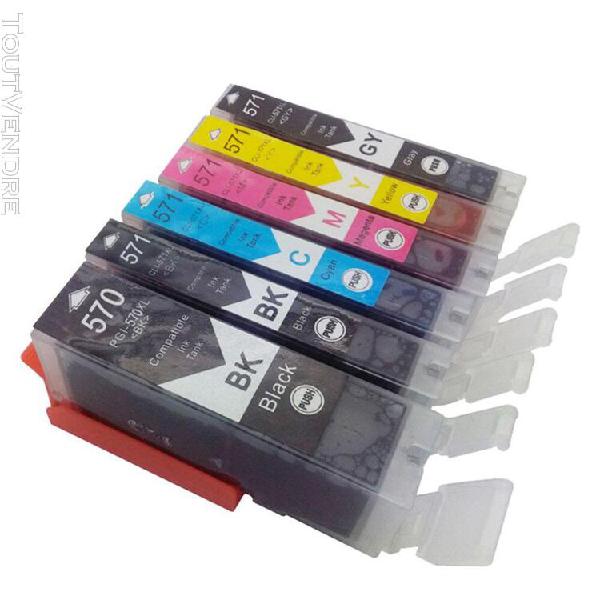 Cartouche d&#39;encre 6pcs pgi 570 compatible cli 571 pour canon