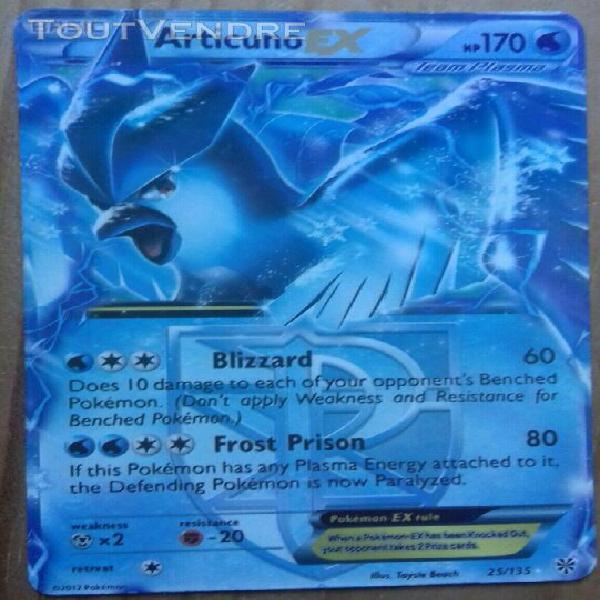 carte pokémon articuno ex 25/135 tempête plasma anglais