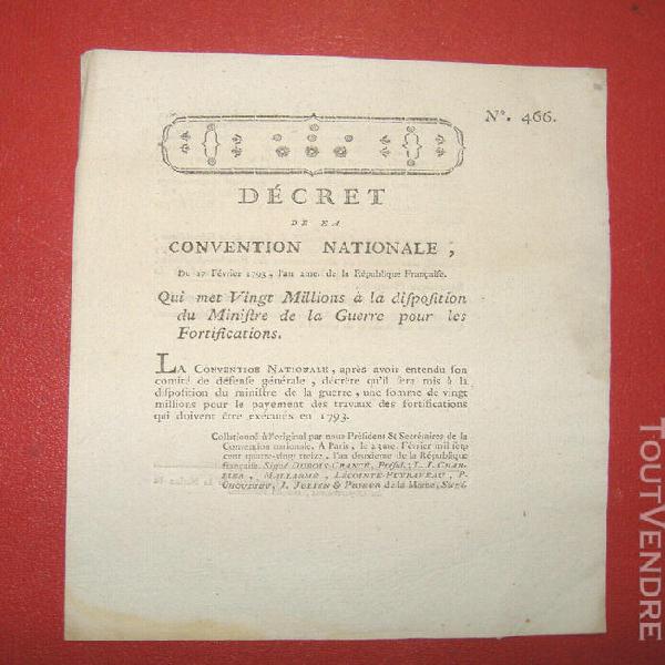 decret convention nationale. 20 millions/fortifications. 179