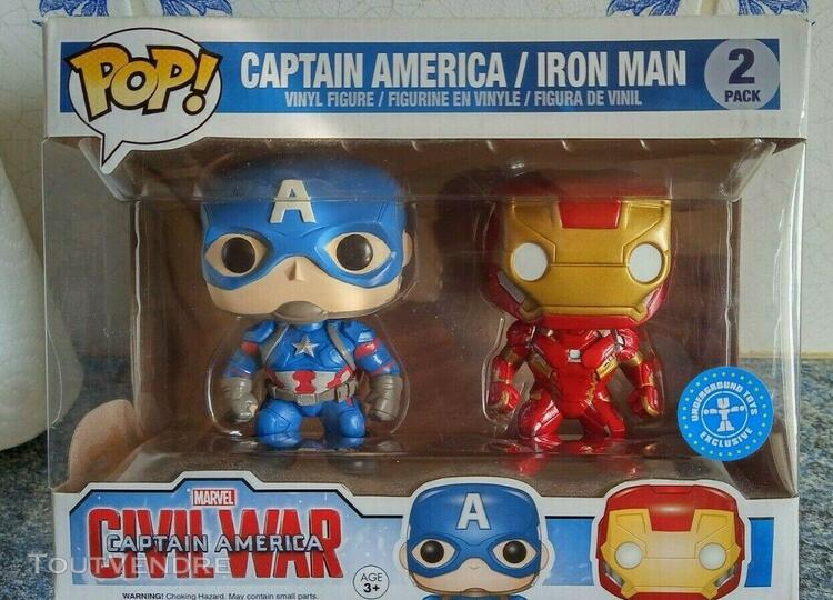 figurine pop funko marvel, civil war, pack 2: captain americ