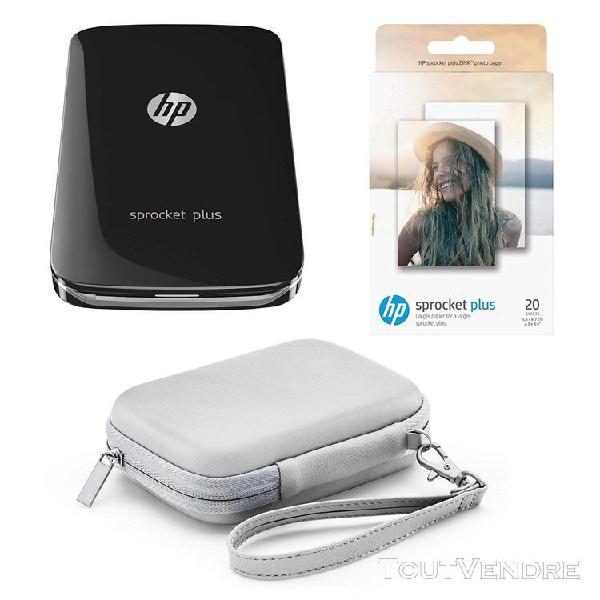 pack hp sprocket plus imprimante photo portable noire + hous