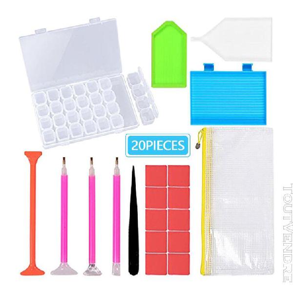 20pcs 5d diy accessoires kits 28 slots diamant peinture outi