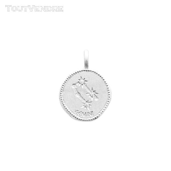 kbc pendentif argent 925 rhodié brossé médaille 16mm