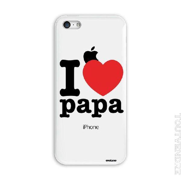 coque iphone 5c rigide transparente i love papa dessin eveta