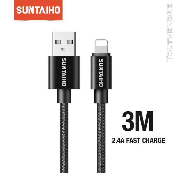 Noir bleu 3m suntaiho - câble usb de recharge 3m répandrai