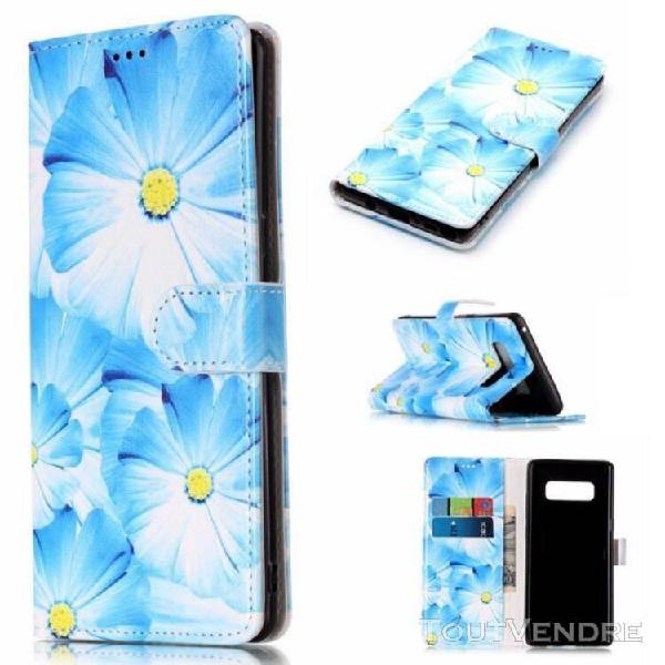 Housse téléphone fleurs bleues etui pour samsung galaxy