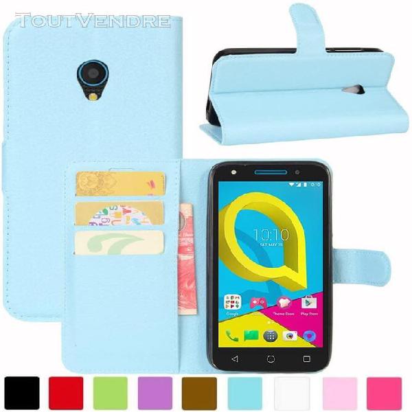 housse coque etui alcatel u5 3g, coque de protectora portefe