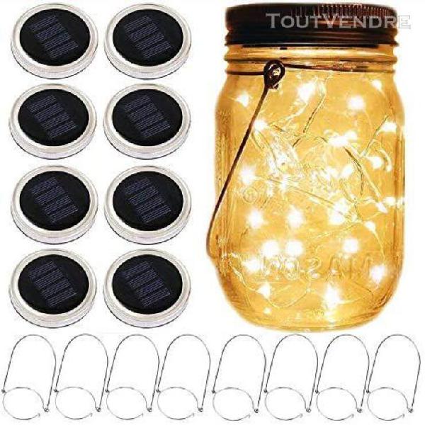 Lampes de lanterne solaire mason jar, paquet de 8 10 led fai