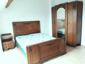 chambre complete armoire lit chevet sommier miroir + matelas