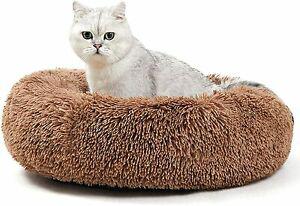 Anwa panier rond pour chat, coussin en peluche doux et