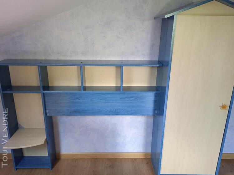 Chambre complète garçon bleu et beige style marin